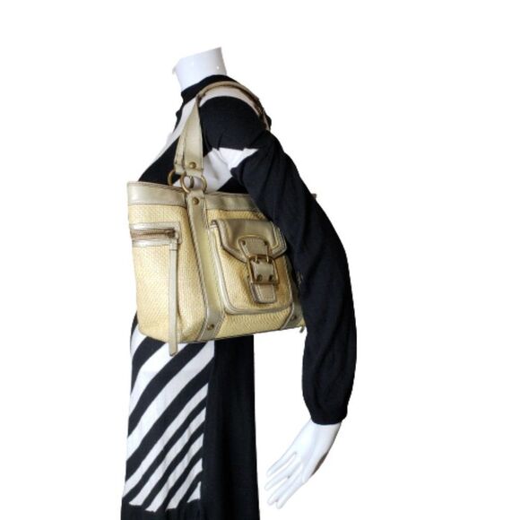 Coach MO5K-113 Legacy Leather & Straw Tote Handbag - Picture 10 of 16